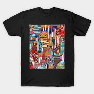 FESTIVE JOYFUL COLORFUL VIBRANT GEOMETRIC PAINTING - Original Artwork T-Shirt